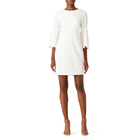 Amanda Uprichard White Long Sleeve Mini Dress Size Medium Lantern Sleeve - Picture 1 of 11